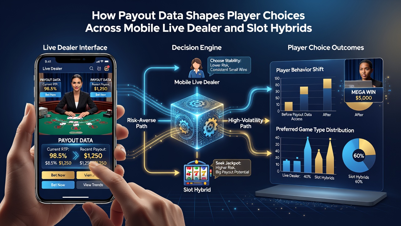 Player comparing payout charts on a tablet for live dealer and slot hybrid options